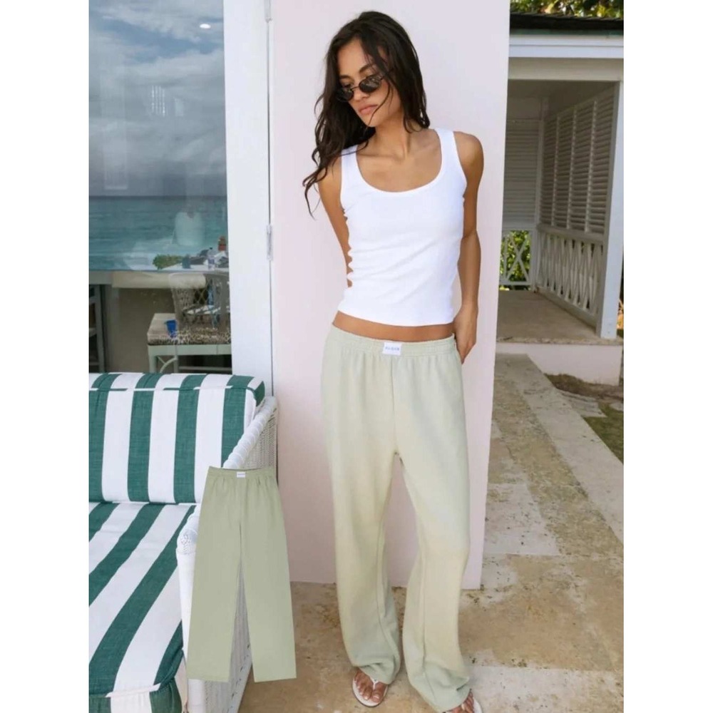 Parke Boxer Sweatpants Seafoam Sage Green Wide Leg Cotton Lounge Pants Small